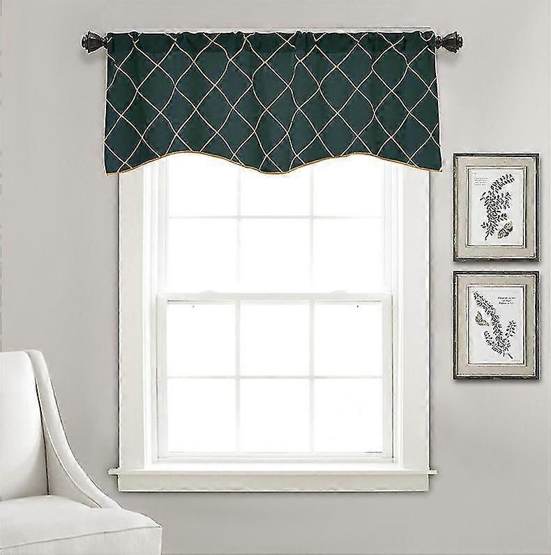 Olive Green Window Valance, Geometric Patter