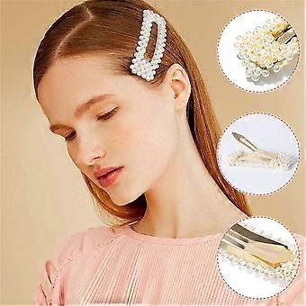 Conjunto de 2 Presilhas de Cabelo com Pérolas, Grampos Grandes, Presilhas de Cabelo para Mulheres e Meninas, Acessórios de Cabelo Artesanais com Pérolas para Festas, Casamentos e Uso Diário (2 unidades)