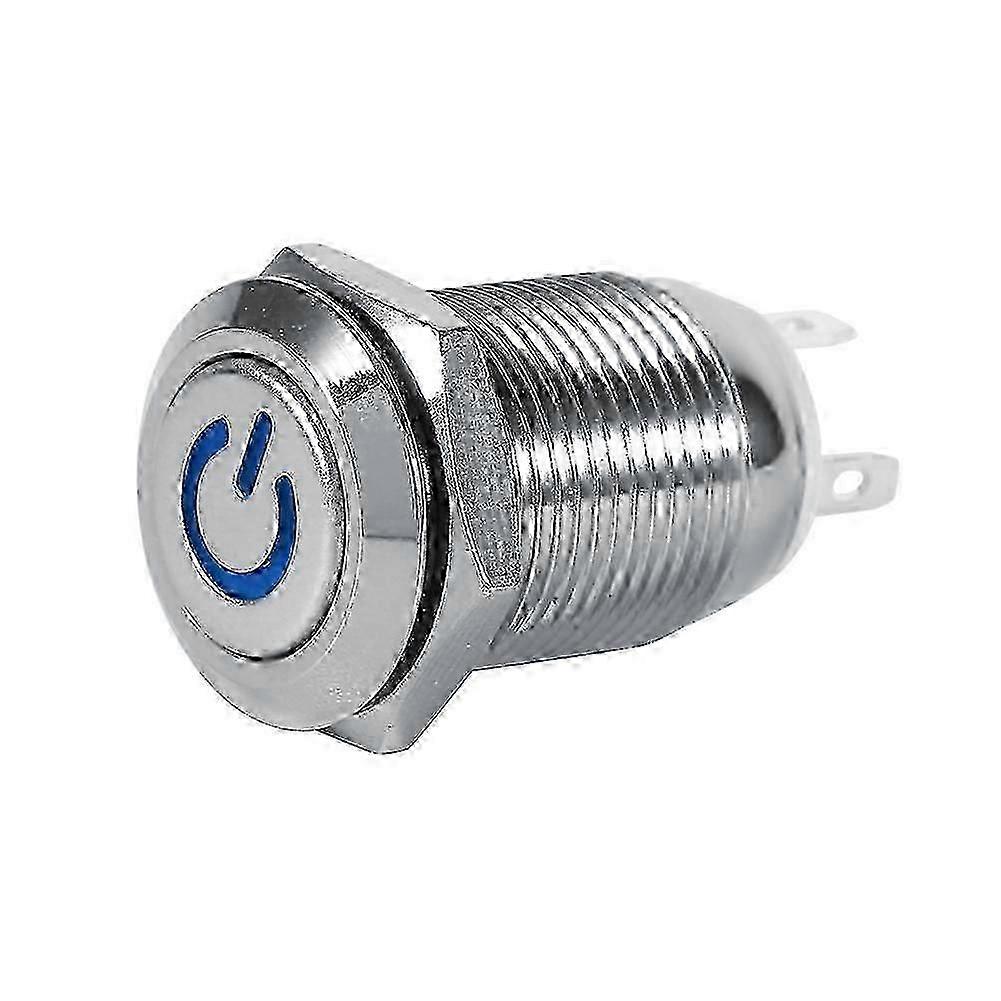 Car Vehicle Power Push Button Switch Momentary Type Blue LED 3V