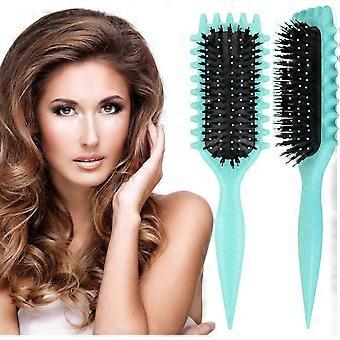 Curl Defining Brush for Curly Hair Boar Bristle Detangling and Shaping Comb for Women and Girls (Green)