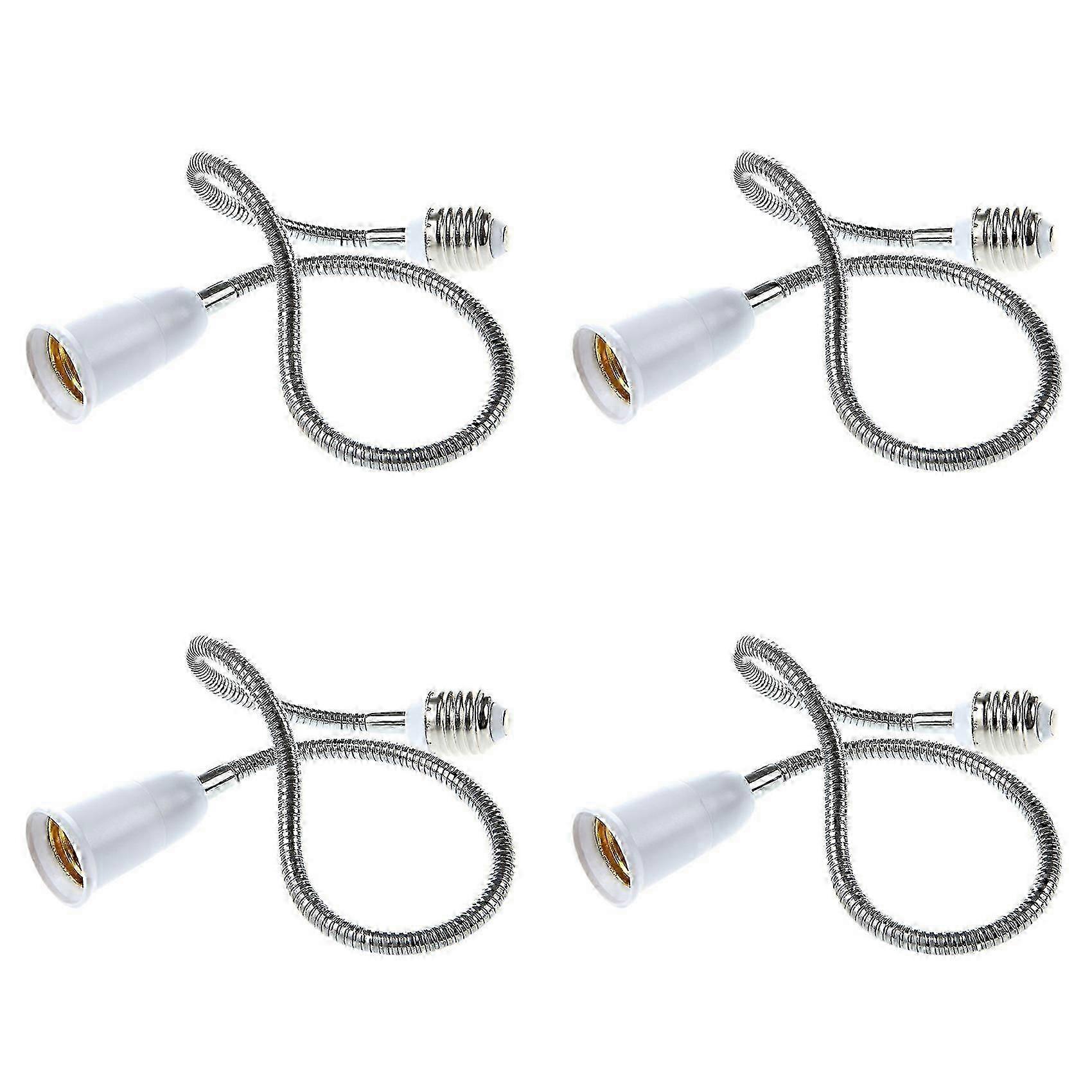 4X E27 to E27 Light Lamp Bulb Flexible Extension Adaptor Converter (White,60cm)