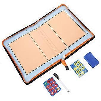 1 Set Leather Zipper Folding Coaching Board Professional Volleyball Teaching Board with Magnetic Stickers and Erase and Marker Pen