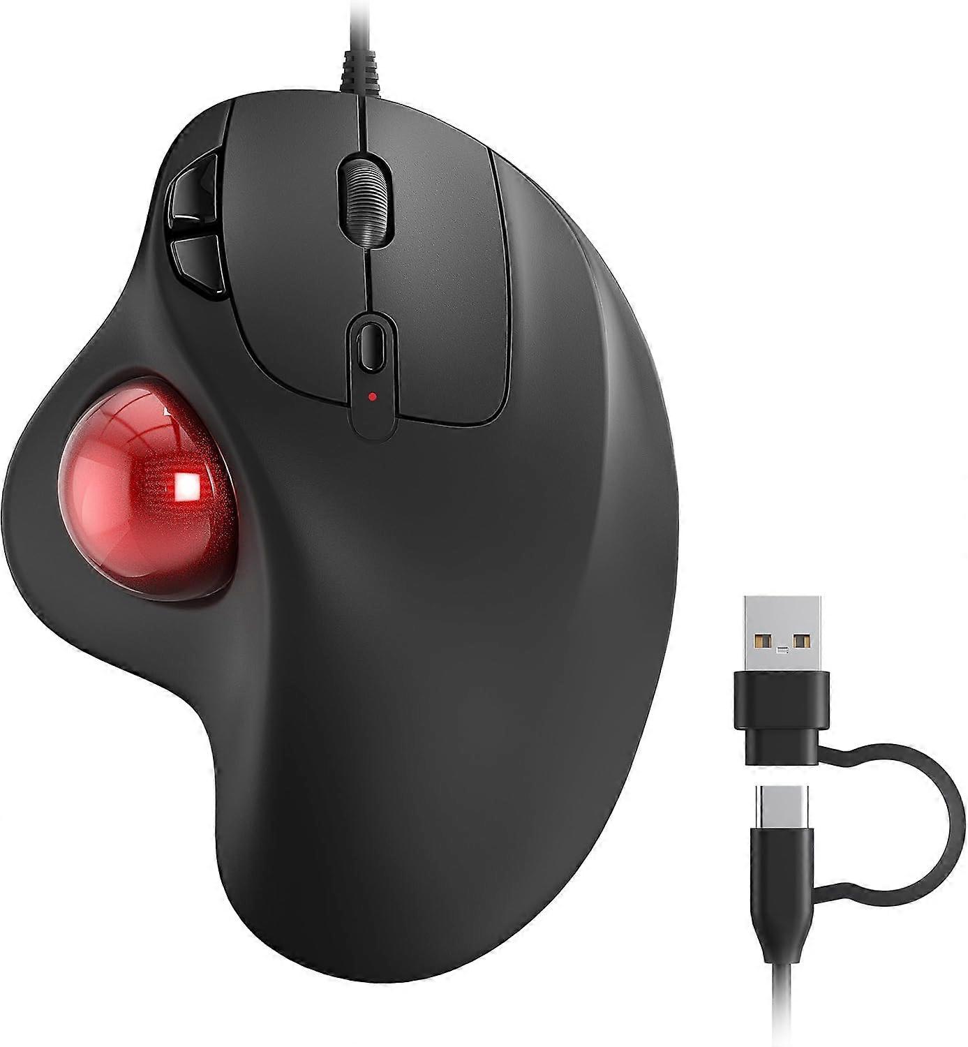 509 Wired Trackball Mouse Ergonomic Thumb Control Type C USB