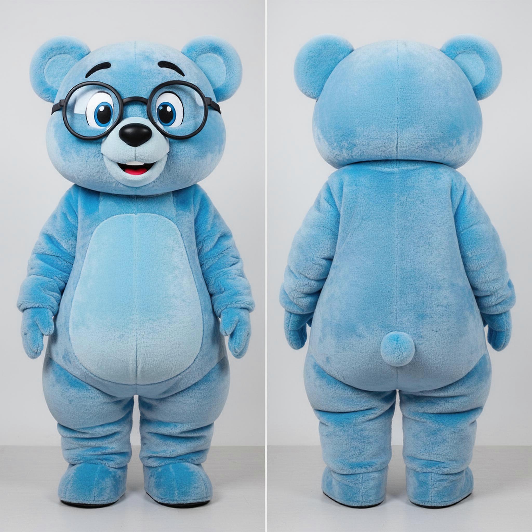 MASTICOT Sky Blue Cartoon Spectacled Bear Mascot