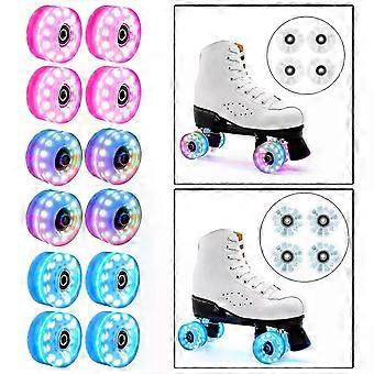 For    4 Roller Skate Wheels Luminous Quad Roller Skateboard Wheels With Bearings Installed Double Row Roller Skates Wheel Accessories-JXLGV