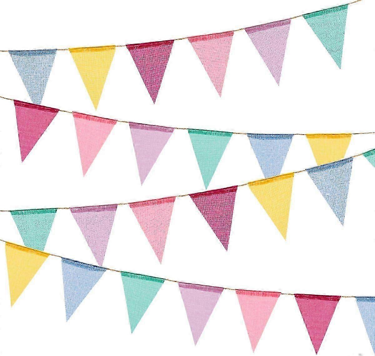 Reusable Multicolour Burlap Pennant Set
