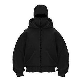 Sudadera con capucha estilo gótico Y2K con doble gorro y máscara de ninja, ropa deportiva holgada y cortavientos.