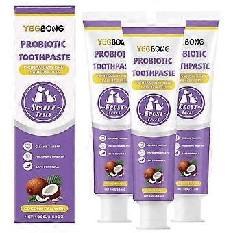 Pet Probiotic Toothpaste Coconut Lactobacillus For Dogs Cats Remove Tartar Freshen Breath Plaque Removal Dental Care Paste 100g
