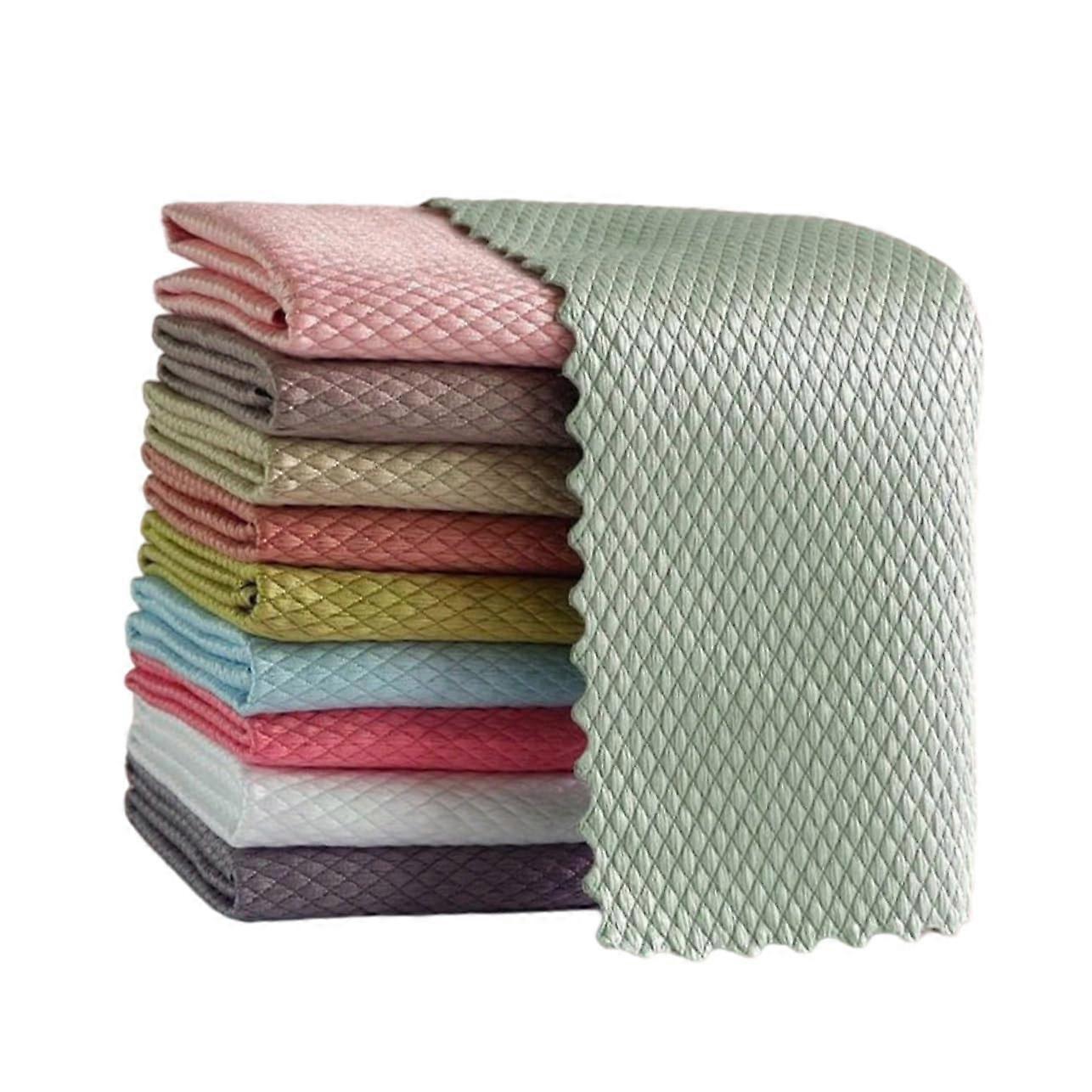 10pcs  Absorbency Microfiber Cleaning Cloths Durable Kitchen Dish Towels Set Random Color