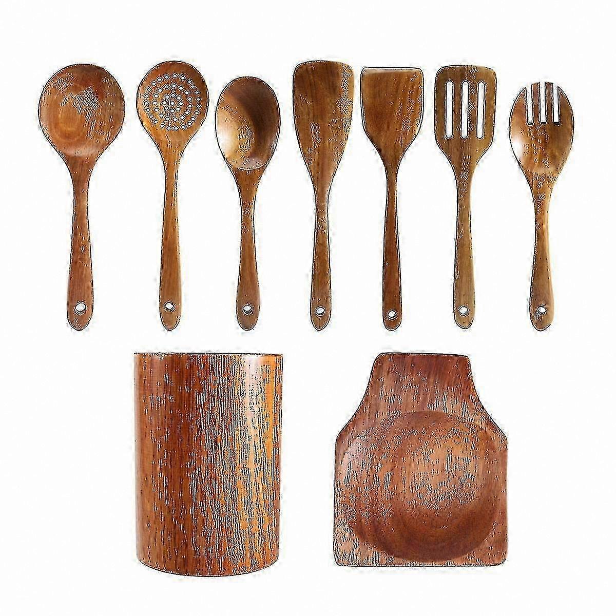 Solid Teak 9-Piece Spoon Collection