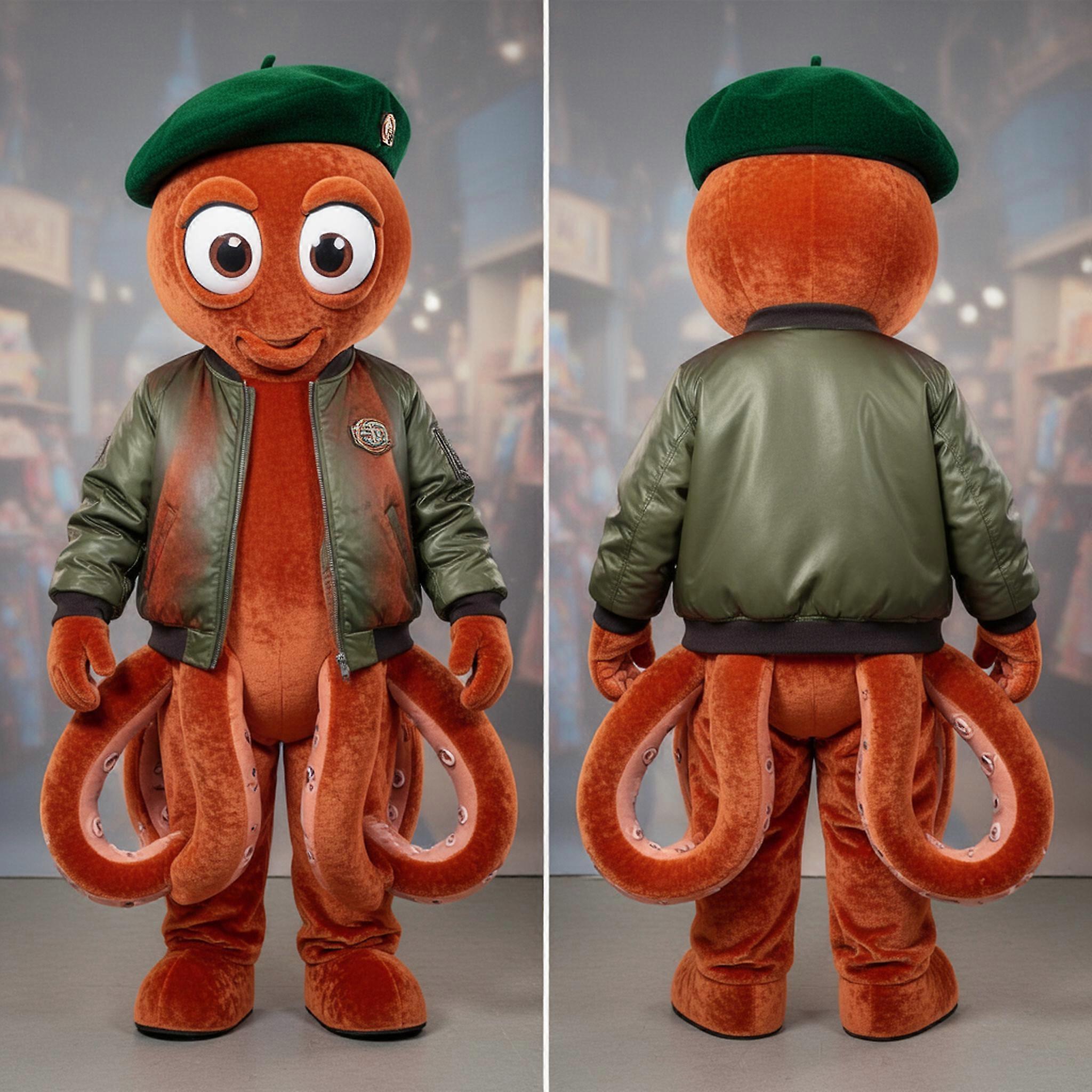 MASTICOT Rust Orange Looping Octopus Mascot