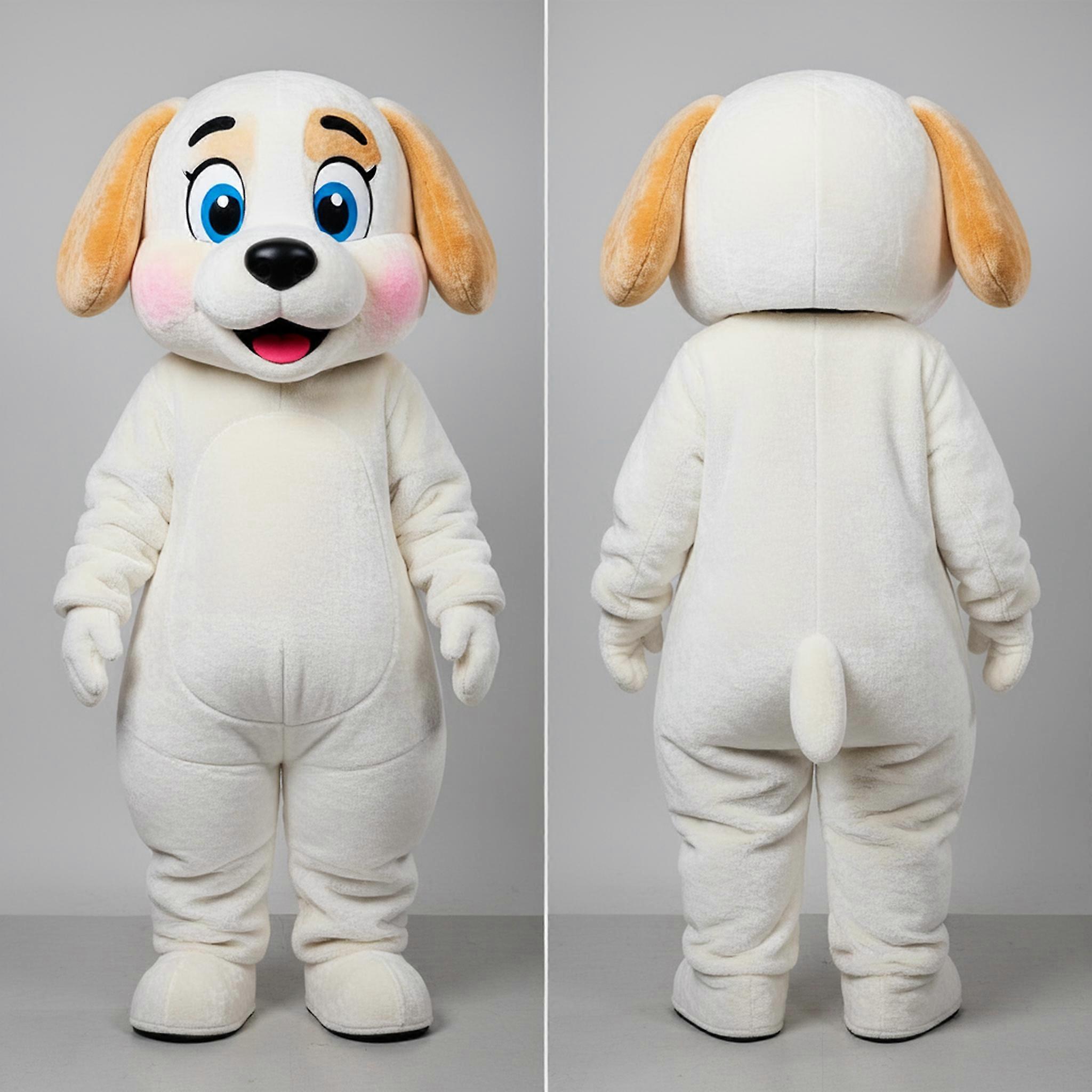 MASTICOT Velvety White Playful Dog Mascot