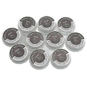 10 tear-resistant, individually wrapped wet wipes compatible with on the go  ideal compatible with outdoor activities. Excellent quality.