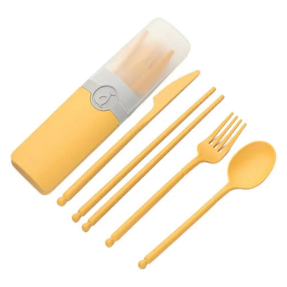 Wheat Straw Portable Reusable Spoon Fork Cutlery Sets With Case Tableware Set