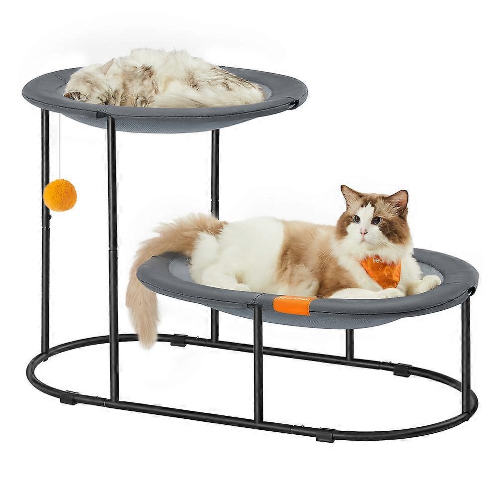 2-Tier Elevated Cat Bed for Multi-Cat Households Dove Gra