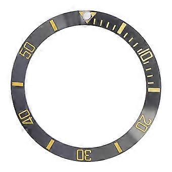 Ceramic watch Bezel Insert Wristwatch Bezel Insert Loop Ring Replacement Parts (Black+Gold)JJ