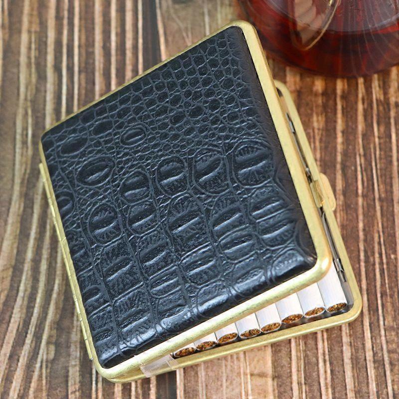 84 Length 20 Pcs Crocodile Leather Brass Outer Frame Leather Cigarette Case
