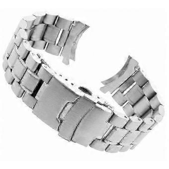 Curved Solid Stainless Steel Metal Watch Band Strap with Clasp, 20mm 22mm, Silver Black, 180-190mm, 1 Piece