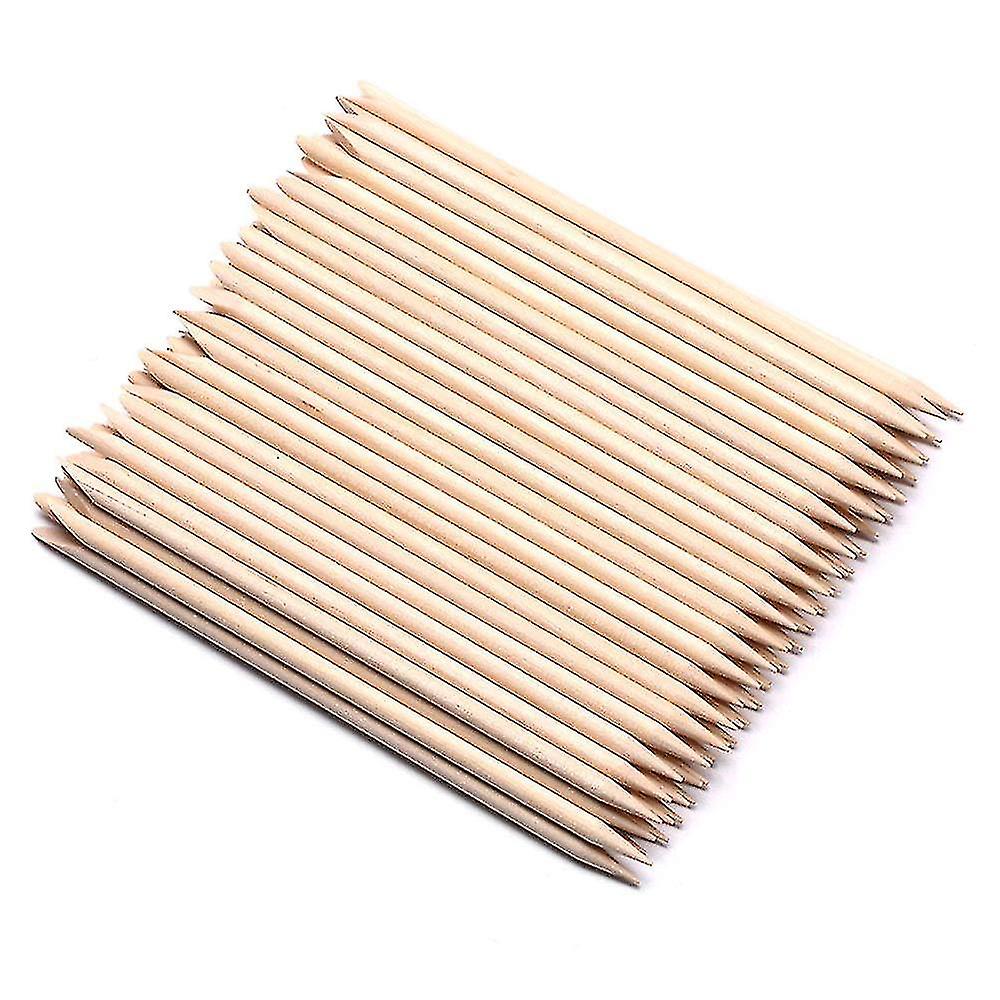 100 Pcs Orange Wood Nail Sticks Double Sided Multi Functional Cuticle Pusher Remover Manicure Pedicure To