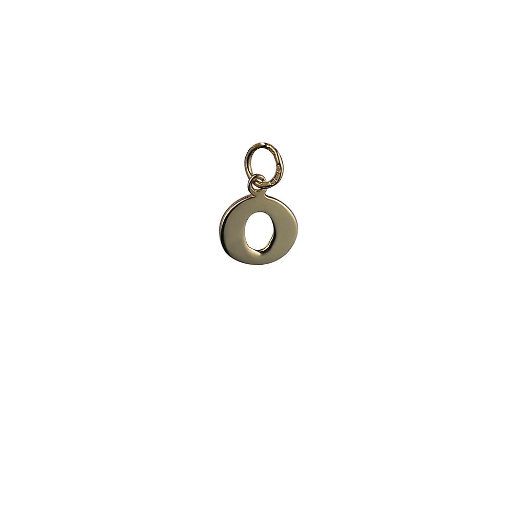 9ct Gold 11x10mm plain Initial O Pendant or Charm