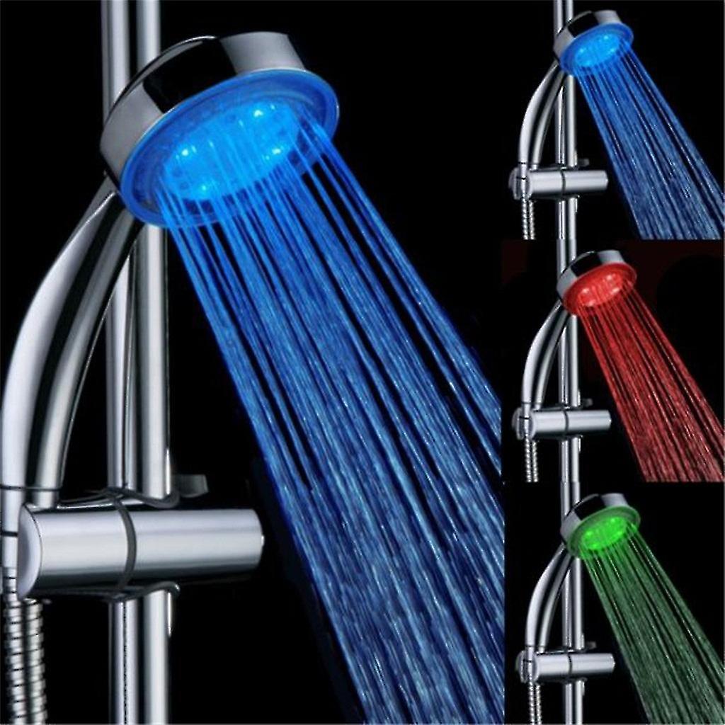 Led Shower Head 3 Colors Automatically No-batteries Handheld Emperature Sensor