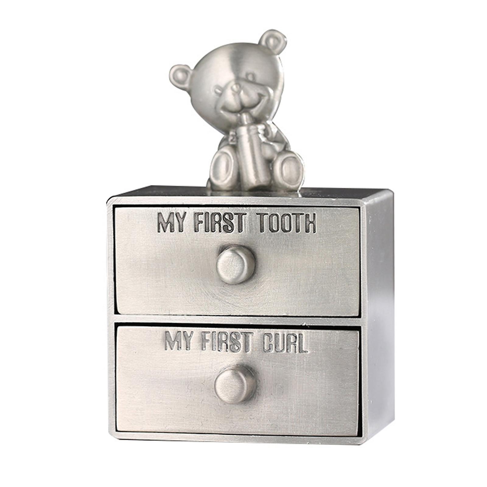 Boys My First Tooth And My First Curl Storage Box Keepsake Boxes Organizer For Child Kids Newborn Baby Shower Gift Christening Present Size 1