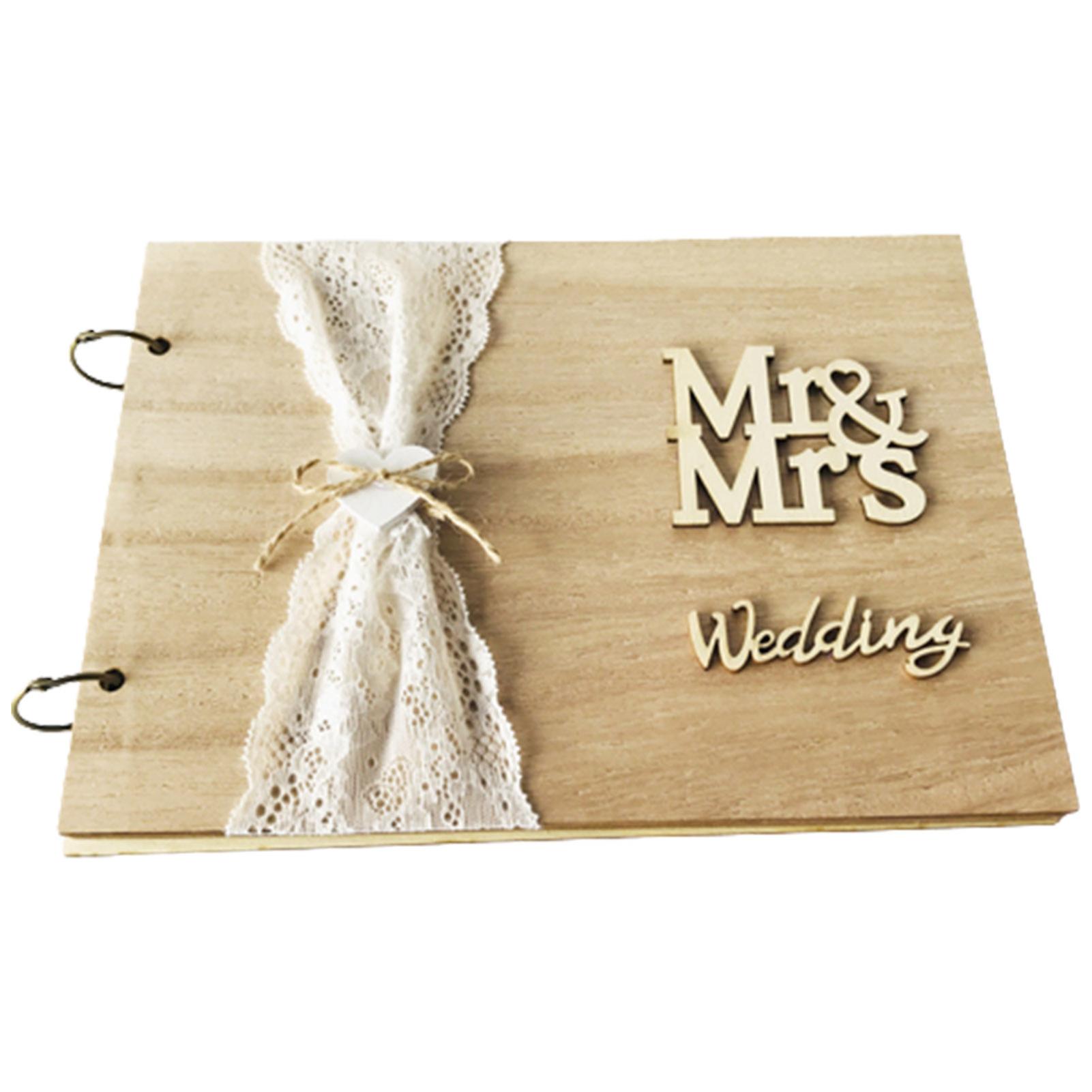 Gästbok med träomslag Bröllopsfest Logga in Bröllopsgästregister