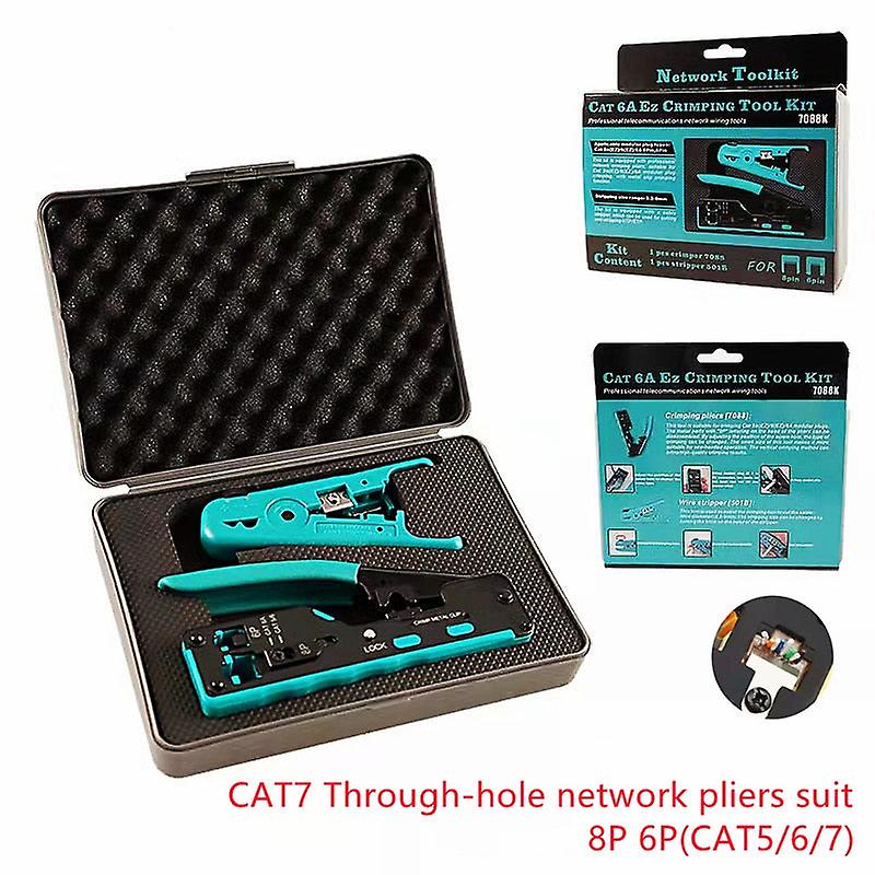 Cat7 Crimping Tool Suit With Wire Stripper For Cat7 Cat6a Cat6 Cat5 Cutter Crimper All-in-one Multi-tool
