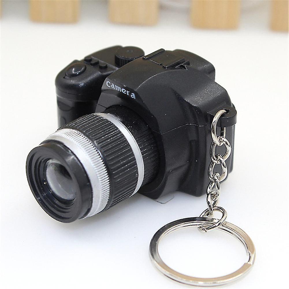 Black Digital Camera Design Led Flashing Keychain
