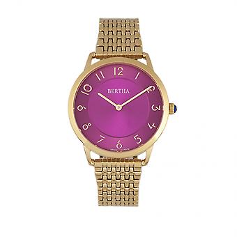 Bertha Abby schweiziska armband klocka - Rose guld/Fuchsia