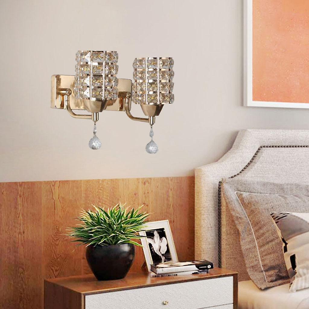 Modern Crystal Wall Lamp Sconce Light Bedroom Decor Double head E27