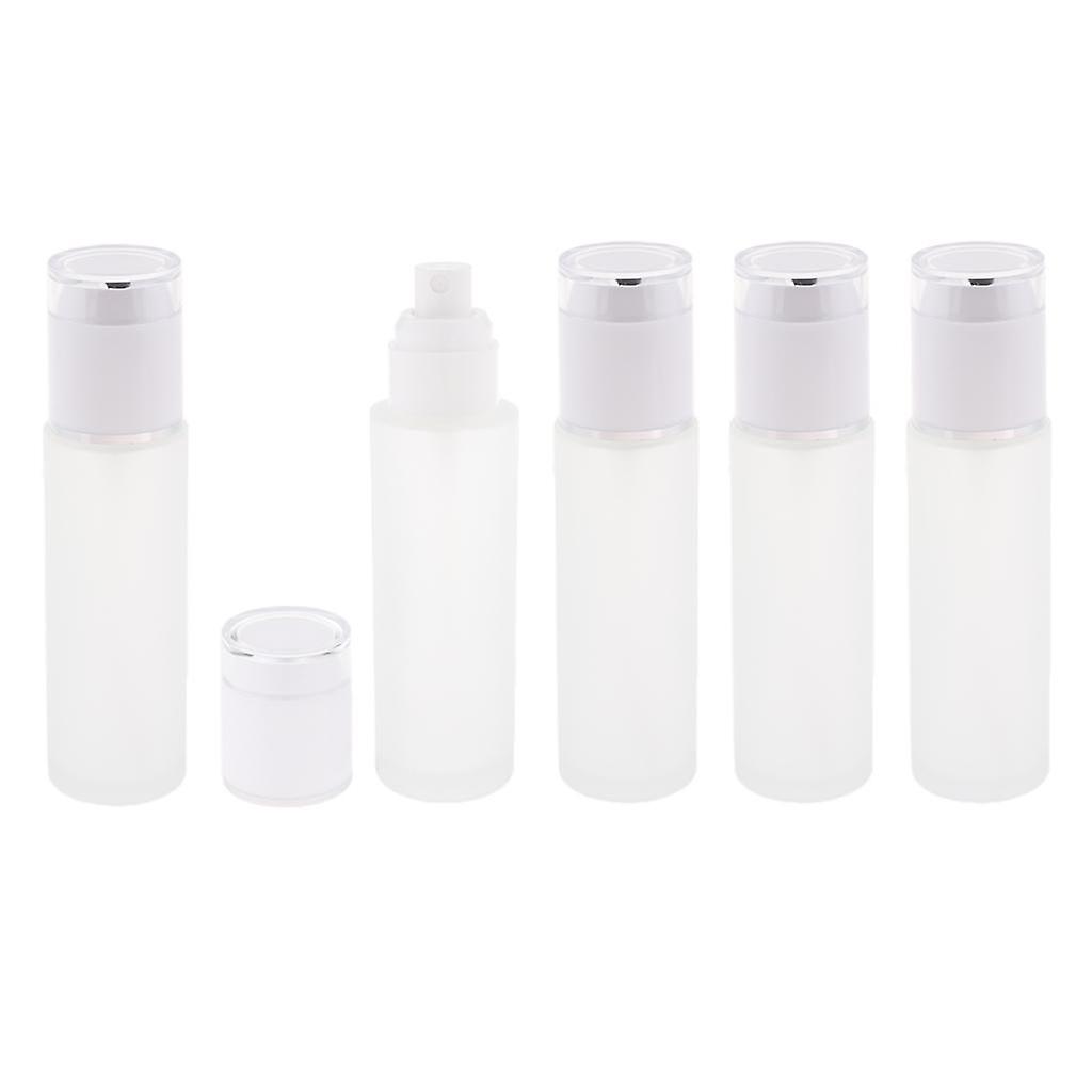 5Pcs Glass spray Bottle Refillable Cosmetic Container Leakproof 80ml White
