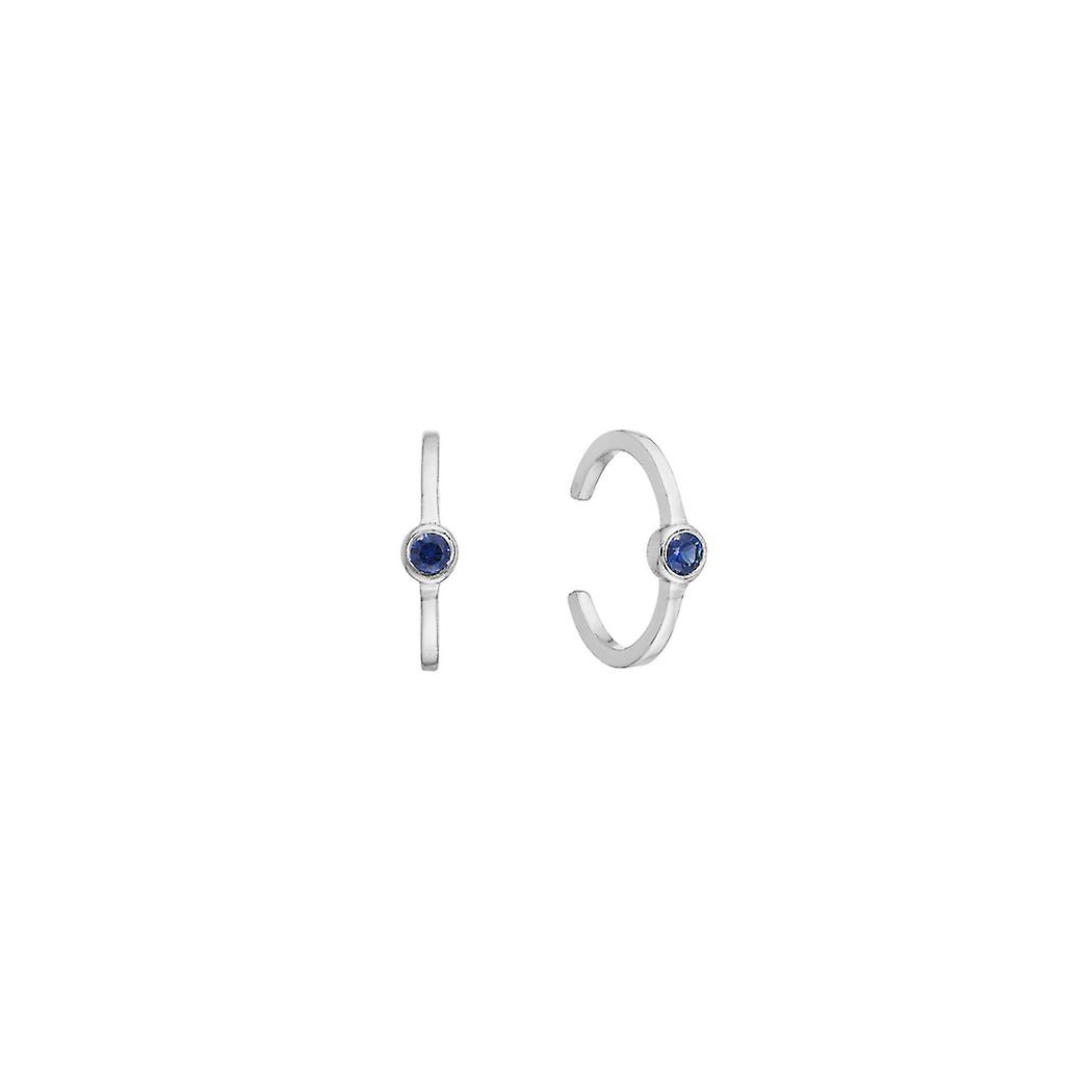 14Kホワイトゴールド2 Sapph 0.09tcwイヤリングカフスタッカブルバングルブレスレット女性用イヤーカフ
