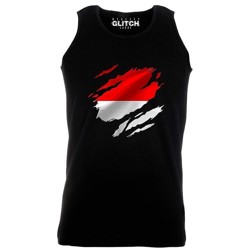 Reality Glitch Torn Monaco Flag Mens Vest