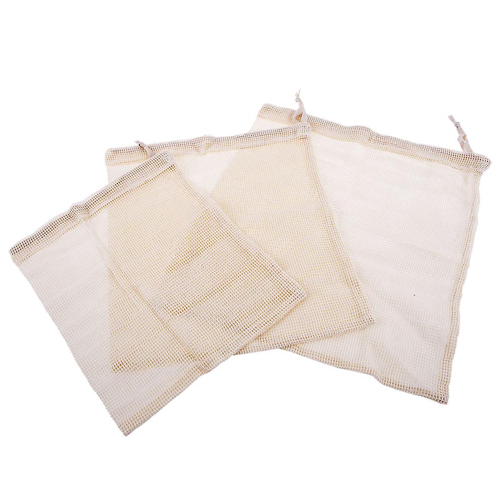Appetito Cotton Net Produce Bags Breathable Reusable Lightrweight Set of 3