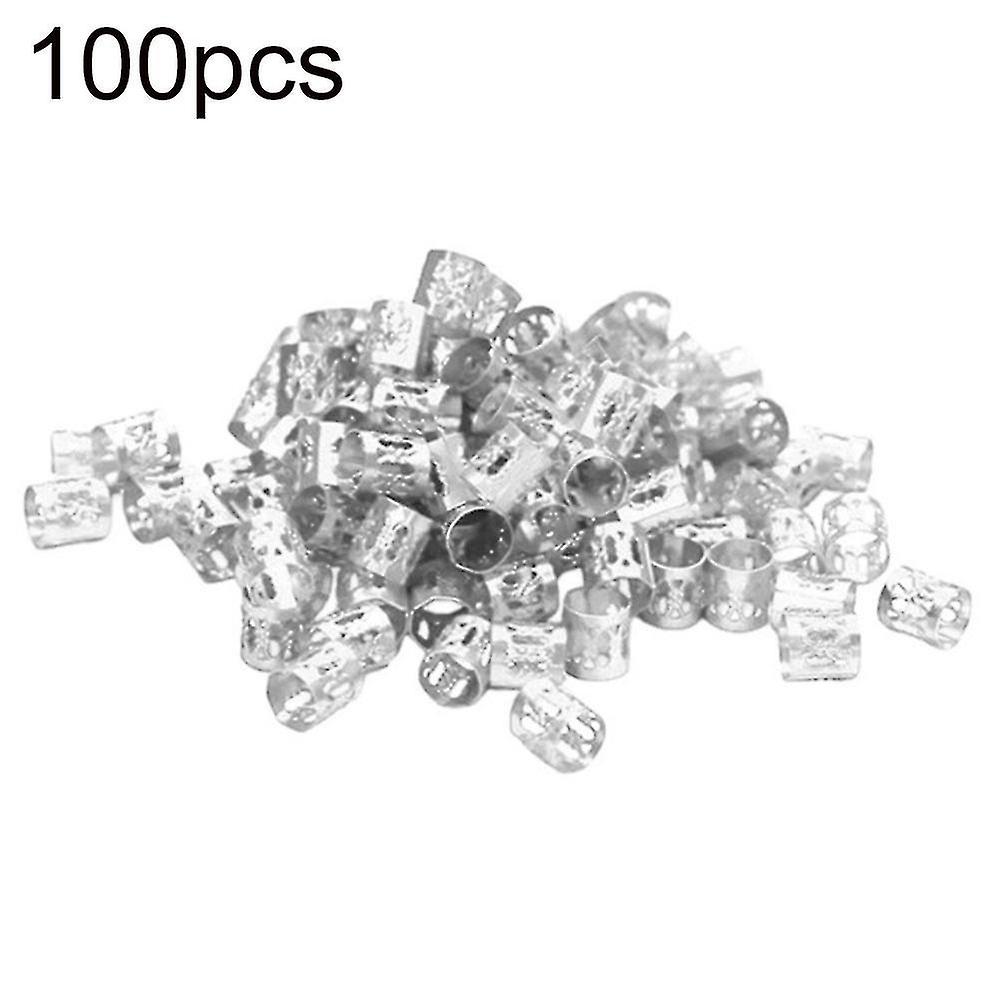 100pcs Adjustable Hair Braid Cuff Clips Dreadlock Beads Tube Ring Accessories