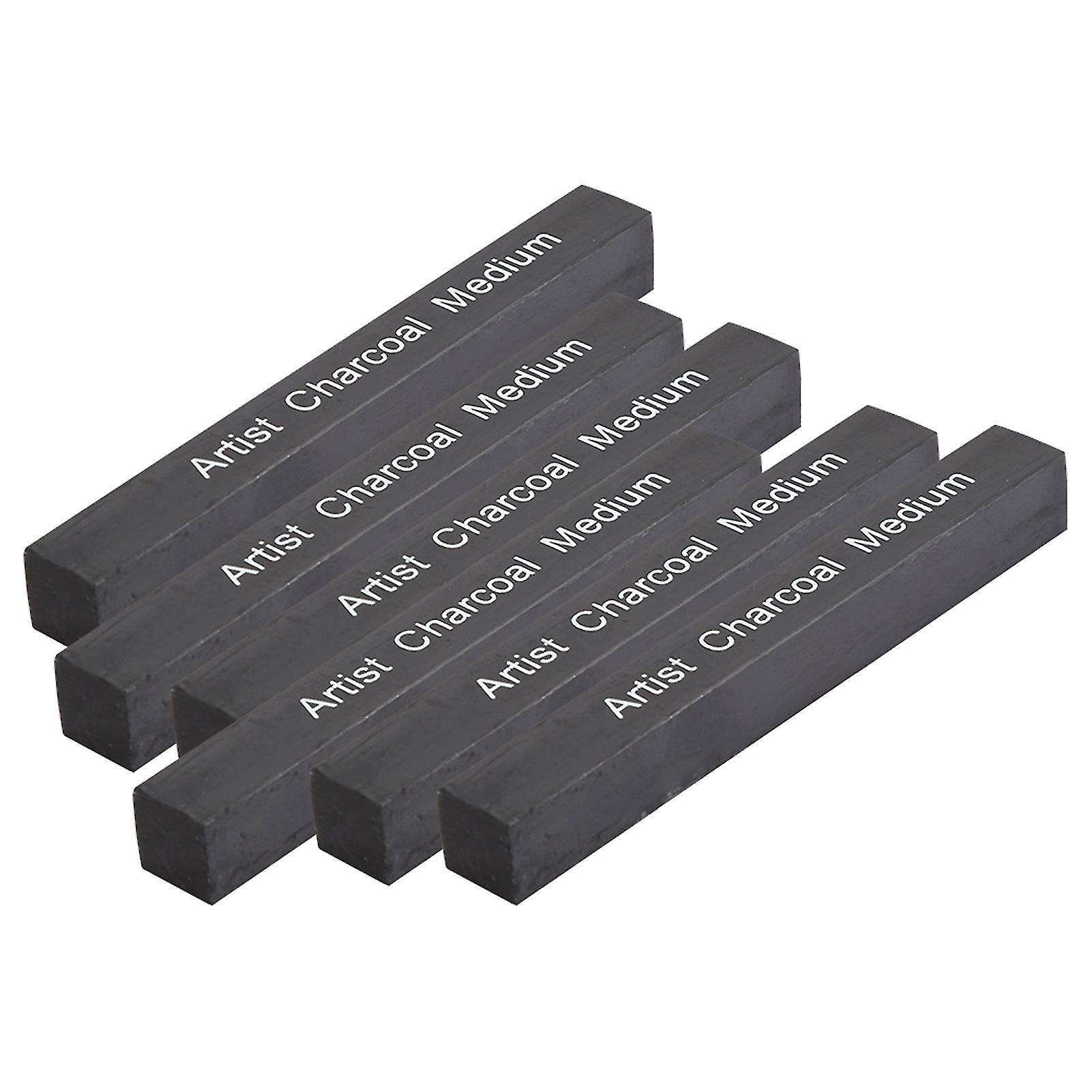 6Pcs Compressed Charcoal Sticks Black Square Soft/Medium/Hard Graphite Drawing Pencil Art Supplies