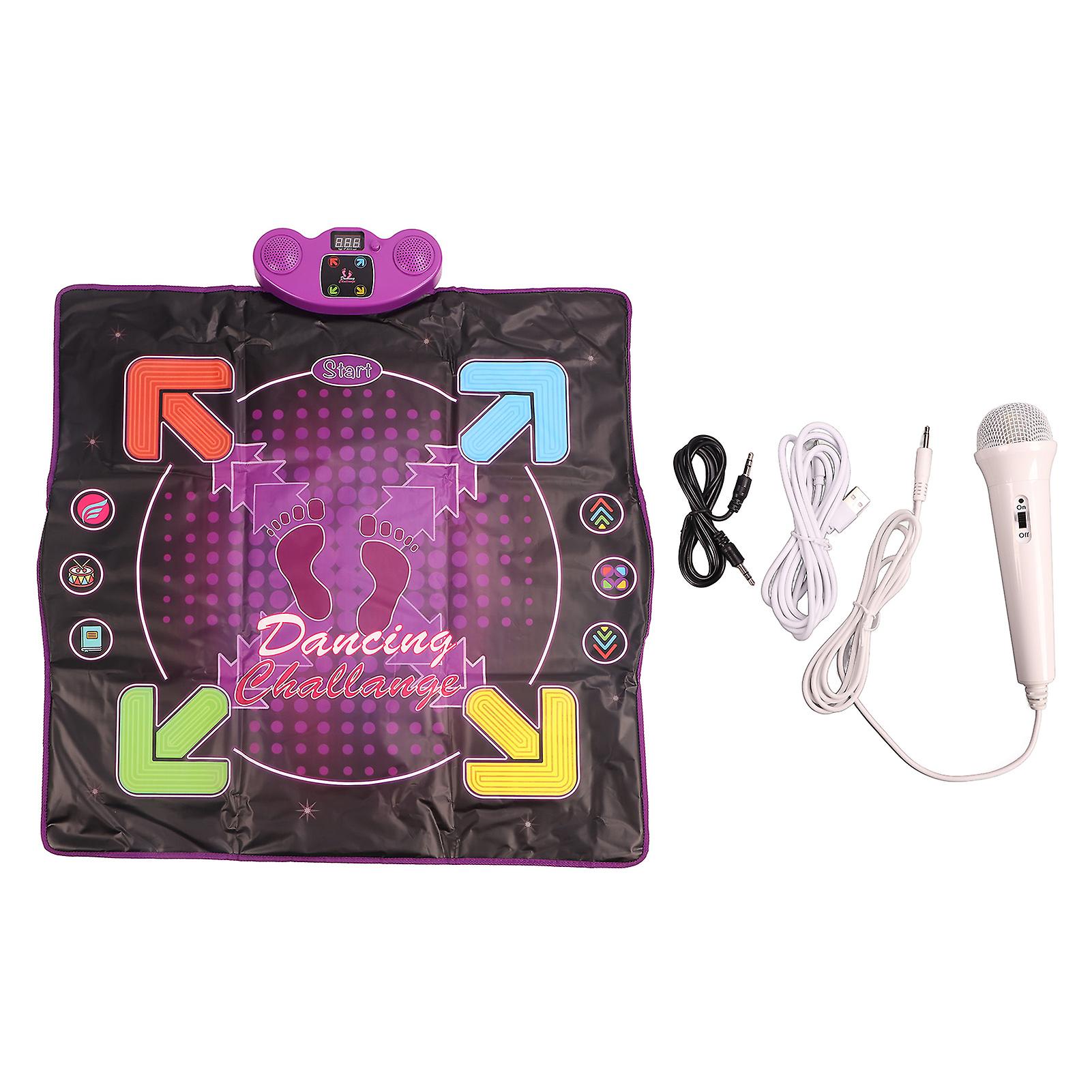 Eletronic Dance Pad with Microphone 4 Game Modes Various Music Prevent Slip Improve Coordination Dancing Mat for Kids