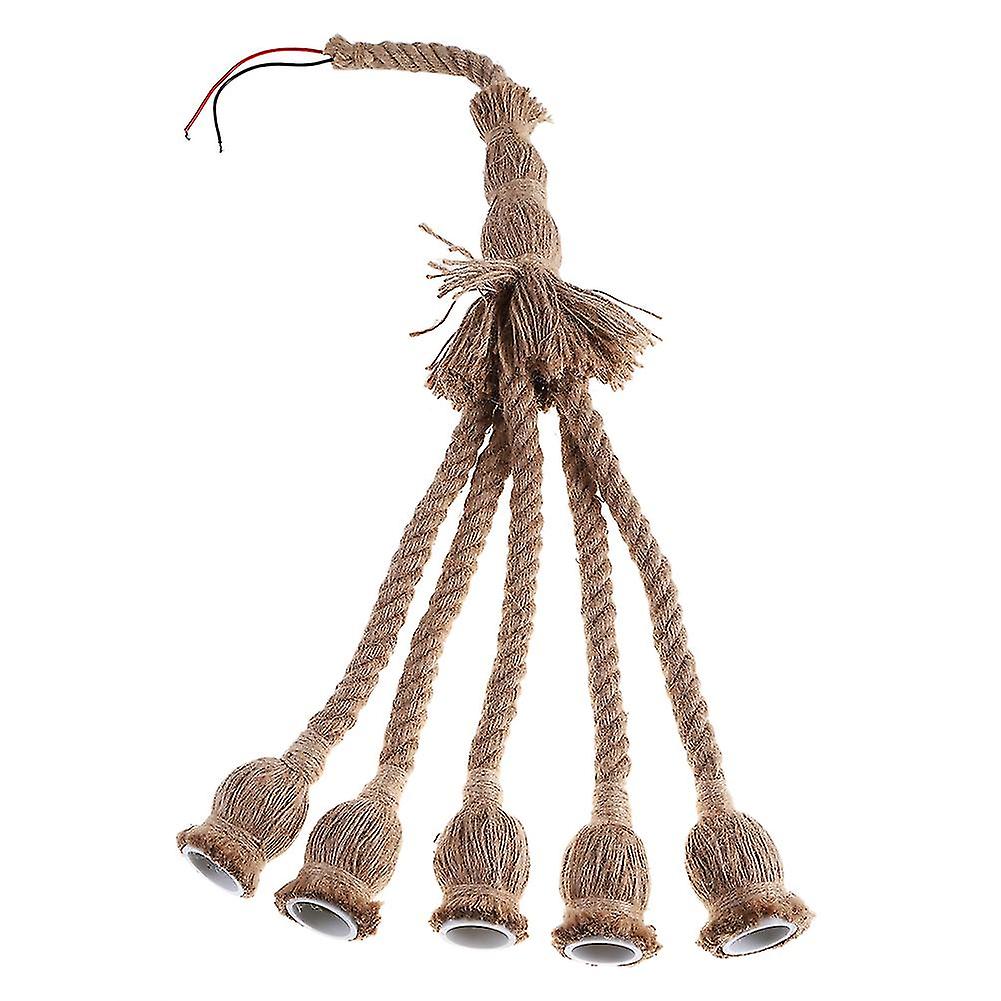 5 Head Vintage Hanging Hemp Rope for Light Retro Lamp Ceiling Pendant E27 Base