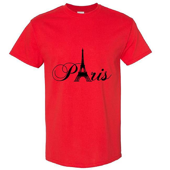 Pariisi Musta siluetti Eiffel-torni Ranska Art Men Print T-paita Tee toppi