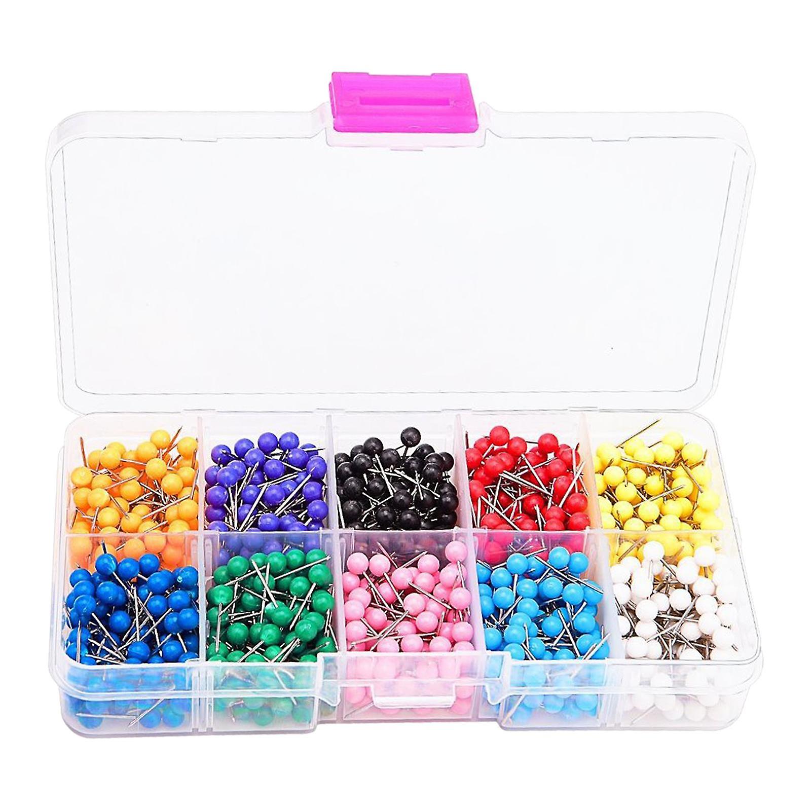 600x Map Push Pin Travel Needle Tacks Thumb Plastic Round Head Maps Pushpin