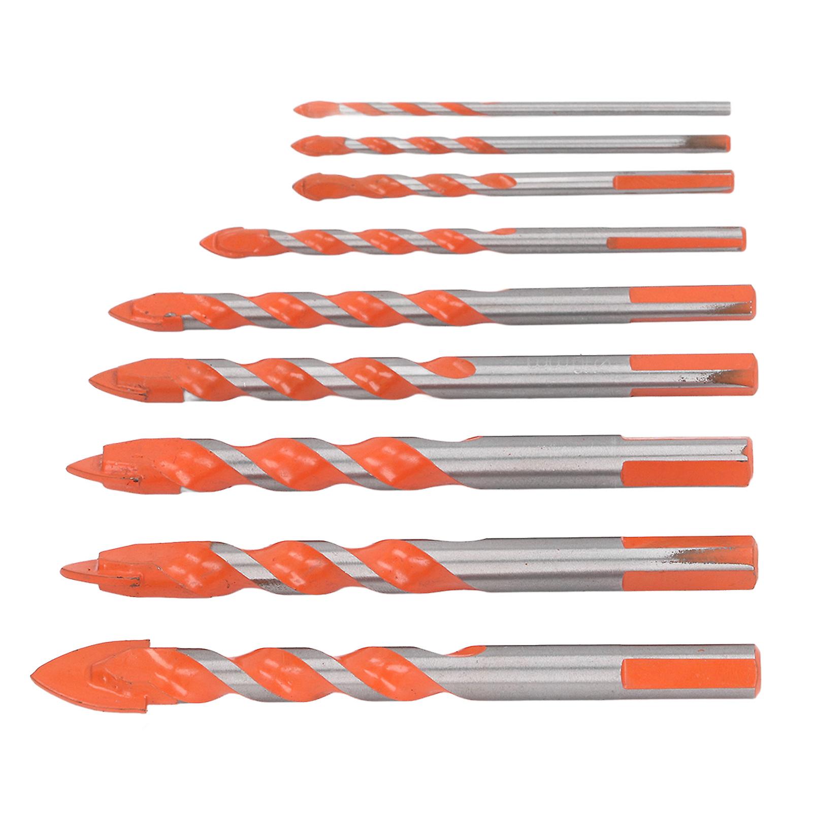 9Pcs Masonry Drill Bit Set Cemented Carbide Tip for Wood Tile Glass