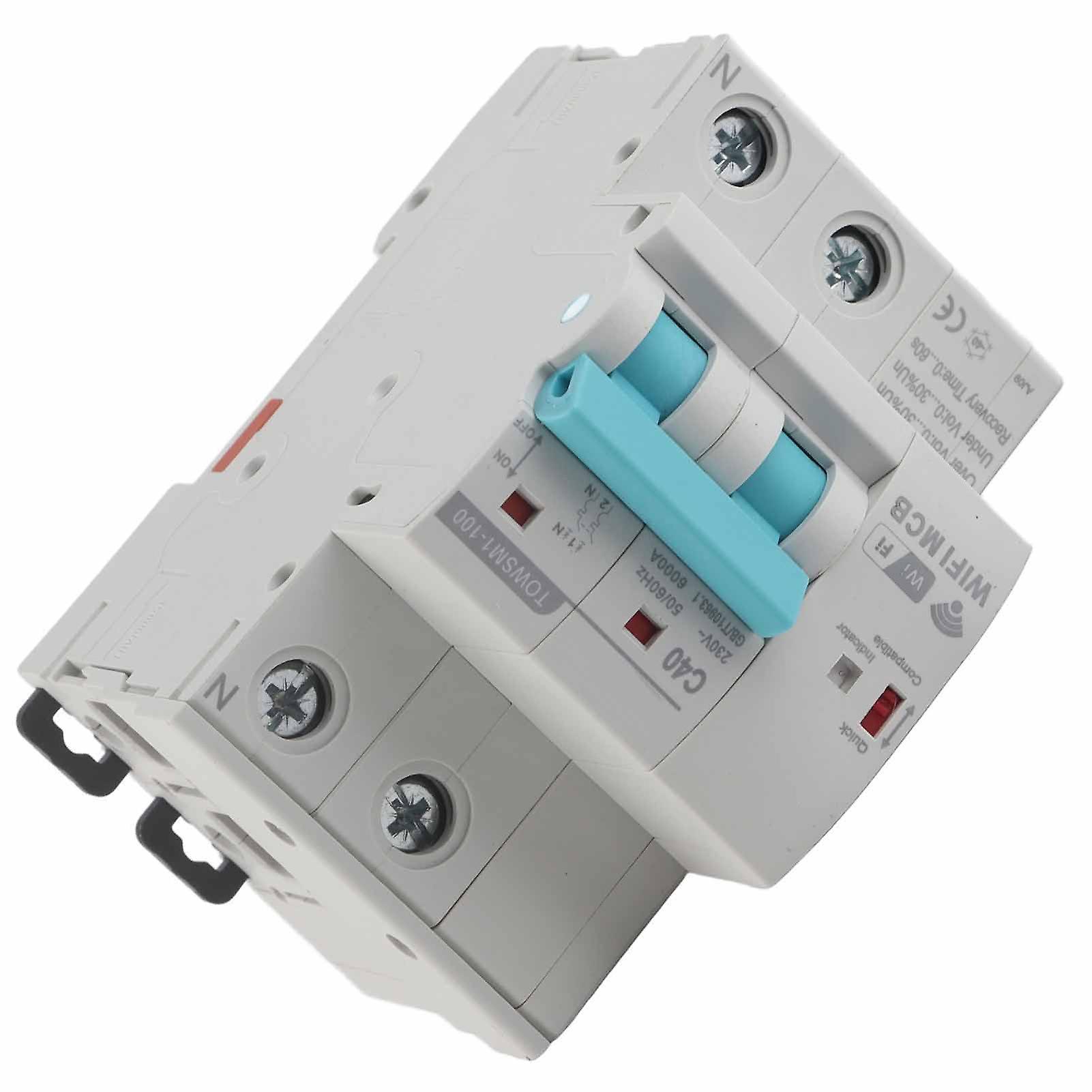 WiFi Circuit Breaker 2P 230V 6000A DIN Rail Mount TOWSM1-100