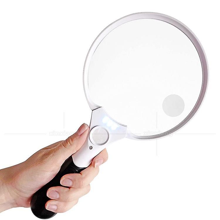 Extra Large Led Handheld Magnifying Glass With Light - 2x 4x 25x Lens - Best Jumbo Size Illuminated