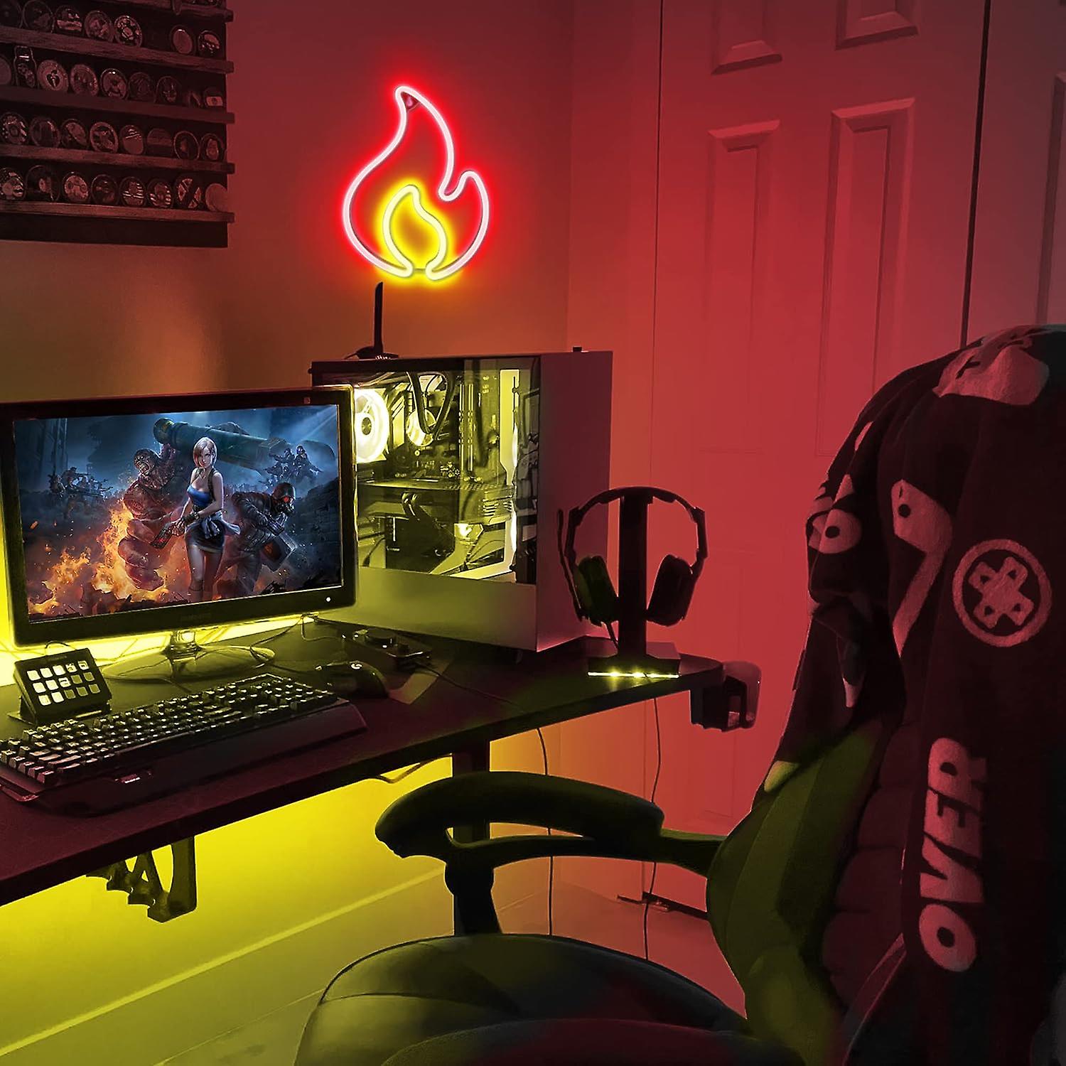 Flame neon sign, red and yellow flame neon with on/off switch, LED ...