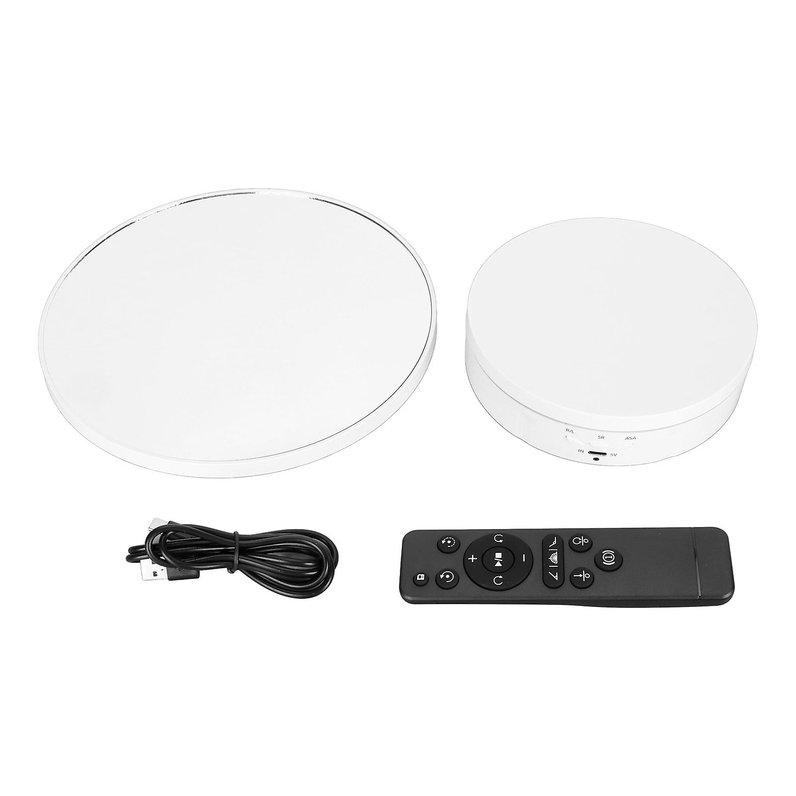 Présentoir rotatif 2 en 1, plateau tournant électrique automatique à 360 degrés avec télécommande pour photographie, produits, bijoux, blanc