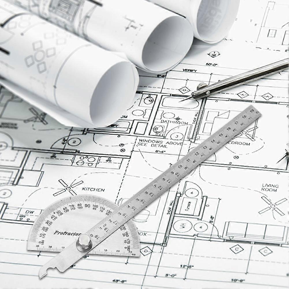 Angle Ruler Stainless Steel Silver 0-180 Degree Adjustable Protractor Measuring Tool(Type B) A-B