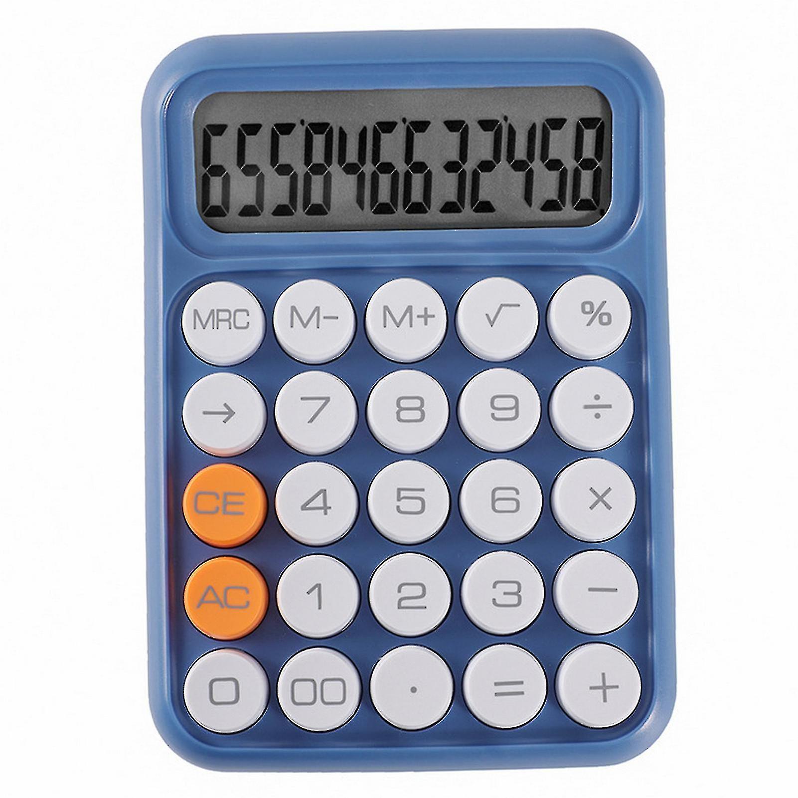 Desktop Calculator 12 Digits Big Round Flexible Buttons Candy Color Large Lcd Display Battery Operated Finance Student Calculator Office Supplies Kaes