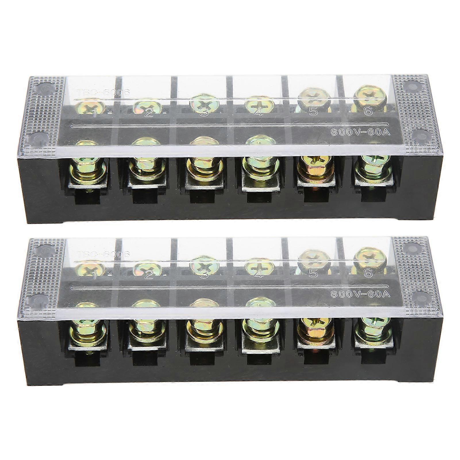 Terminal Strip Block Large Current Easy Wiring Ground Circuit Terminal Block 600V 60A 6 Positions
