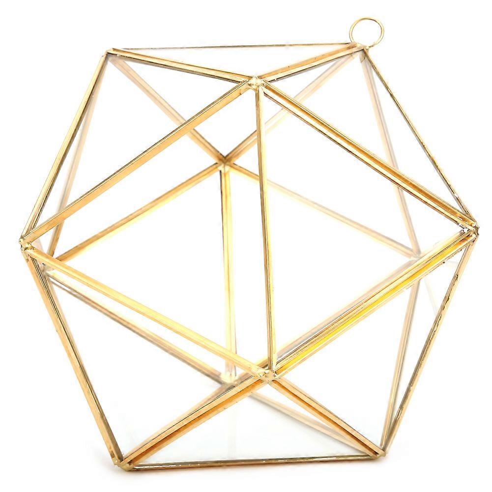 Unique Geometric Polyhedral Shape Glass Flowerpot Decorative Plant Planter Container